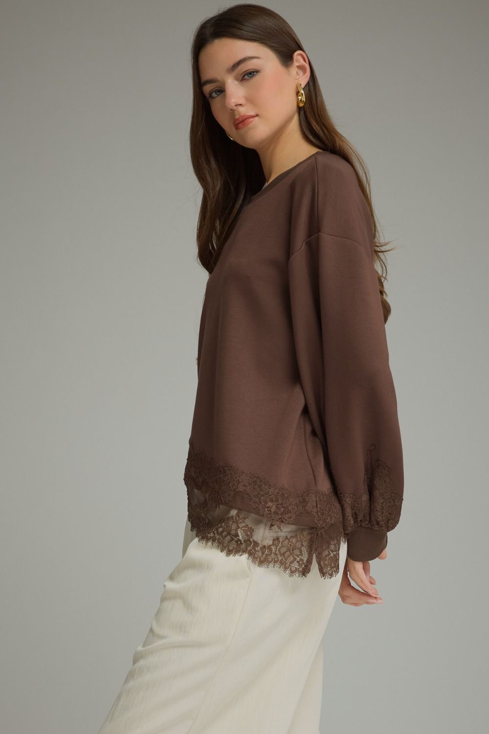 Lila Lace Detail Sweatshirt
