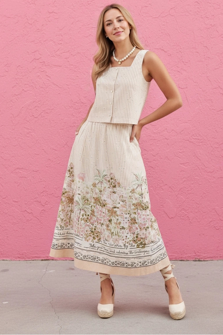 Milan Printed Midi Skirt