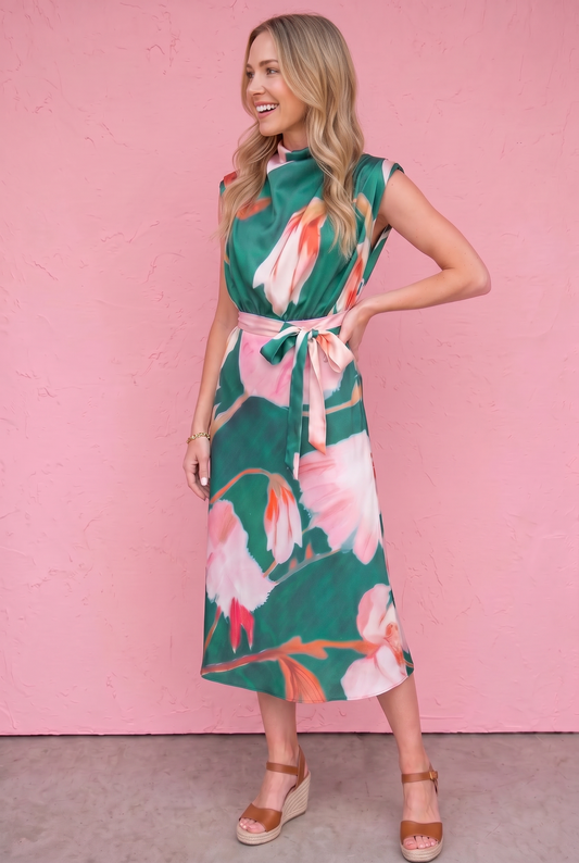 Emerald Nights Cowl Neck Dress
