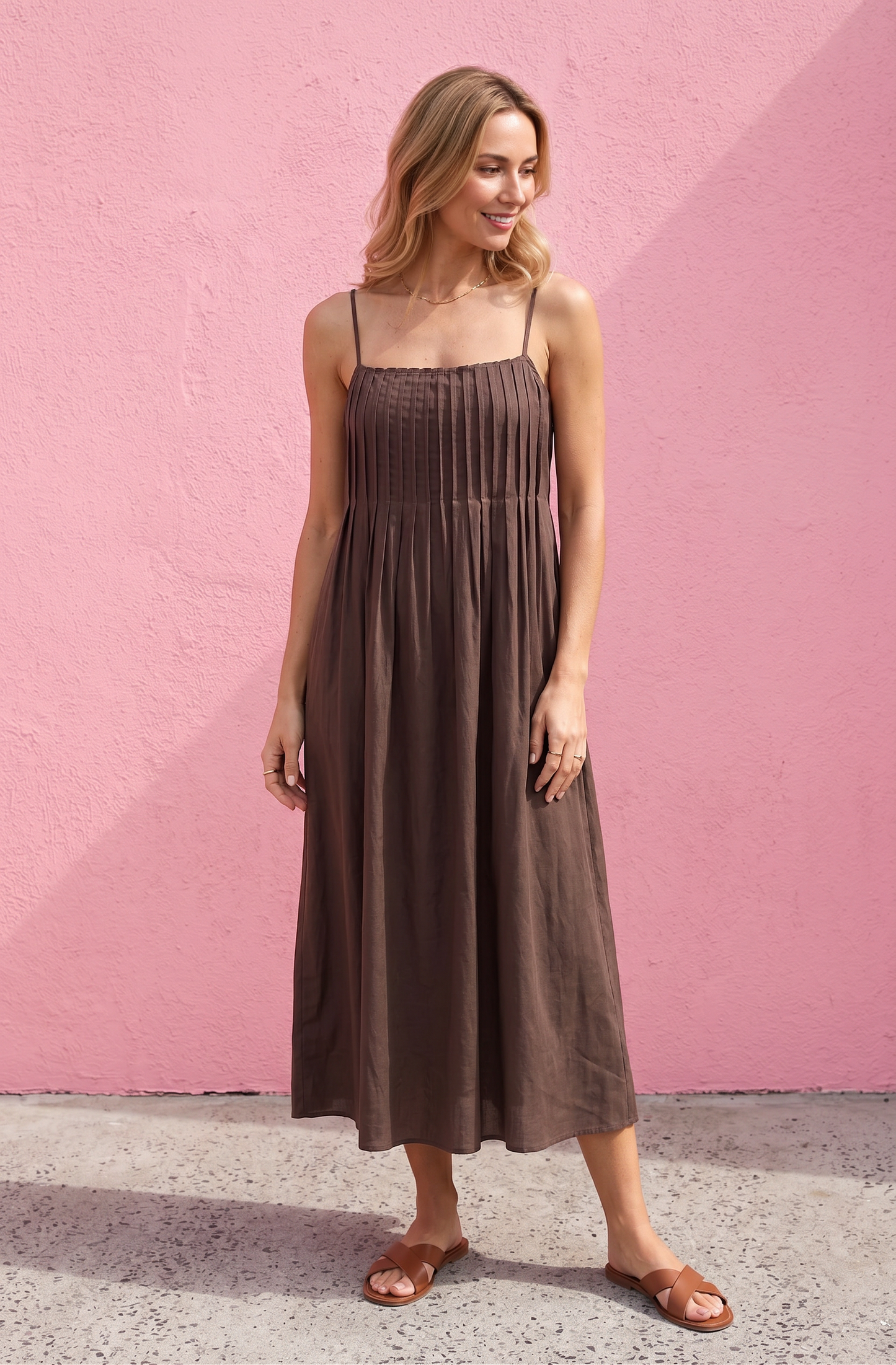 Hazel Pintuck Midi Dress