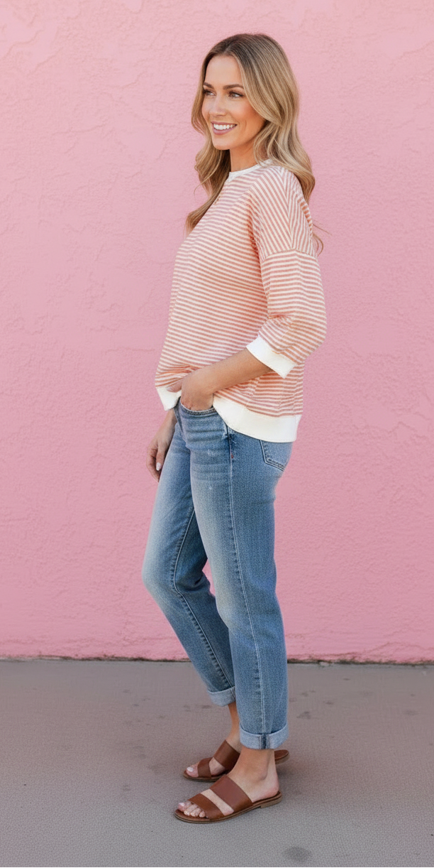 Citrus Stripe Banded Top