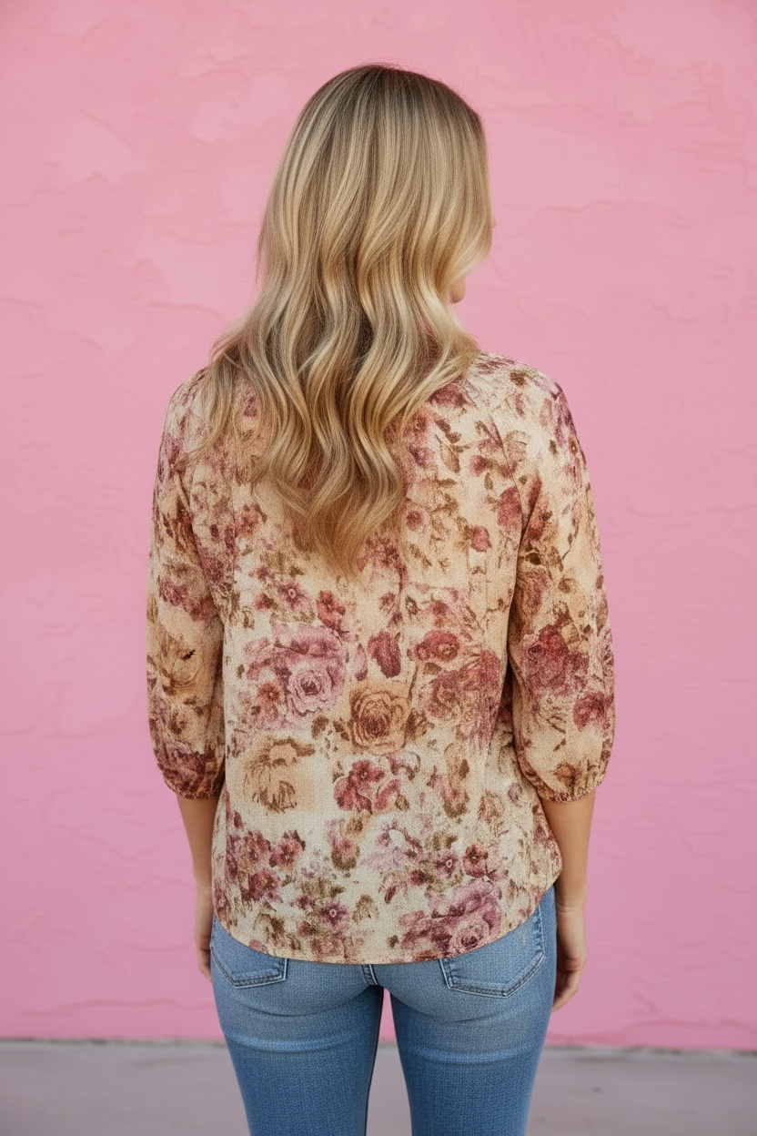 Isla Floral Tie Neck Blouse