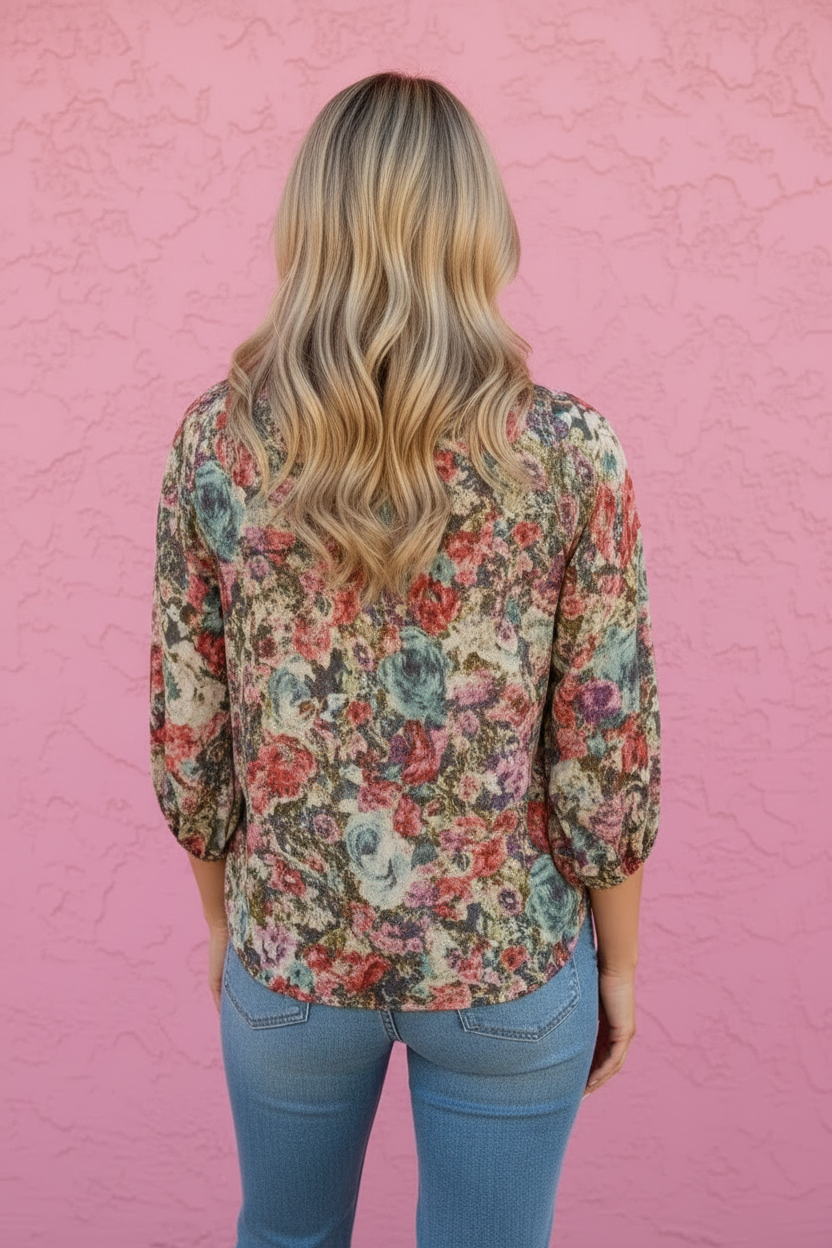 Isla Floral Tie Neck Blouse