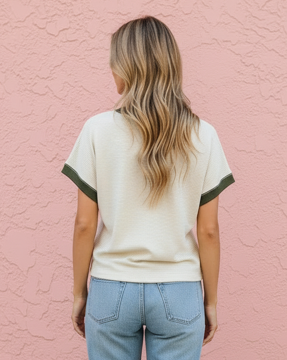 Billie Contrast Trim Stripe Tee