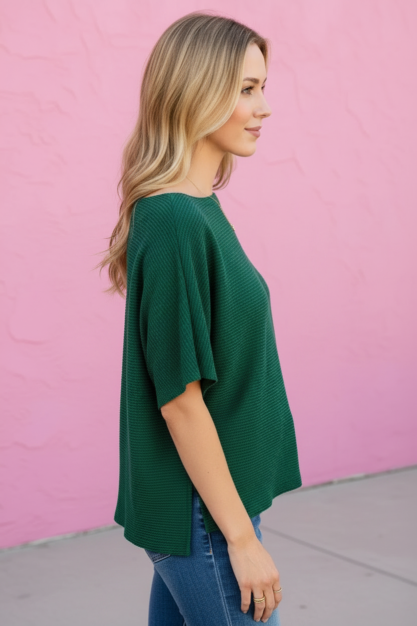 Tess Ribbed Boat Neck Top