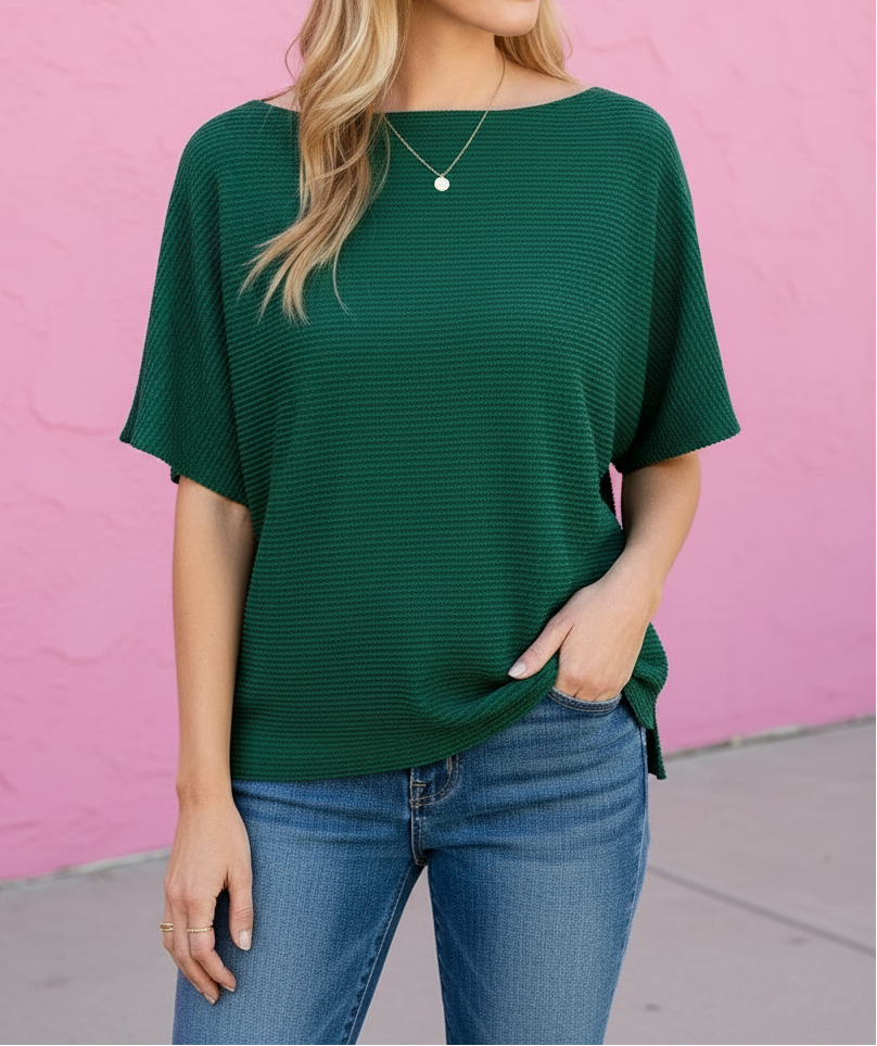Tess Ribbed Boat Neck Top