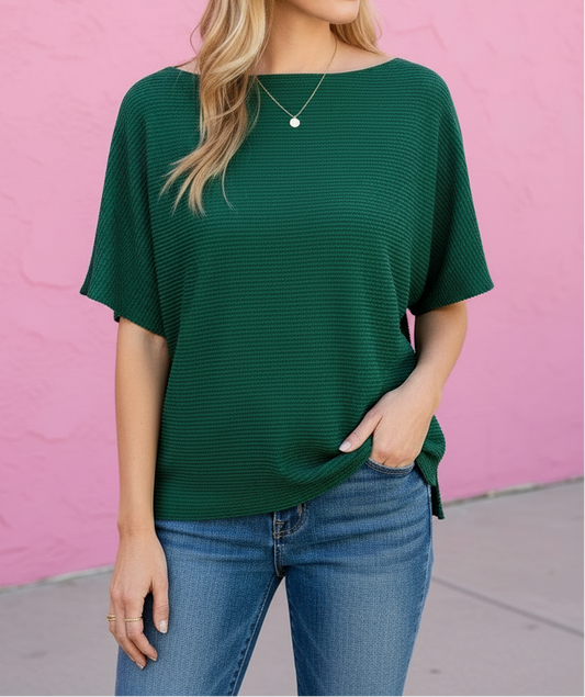Tess Ribbed Boat Neck Top