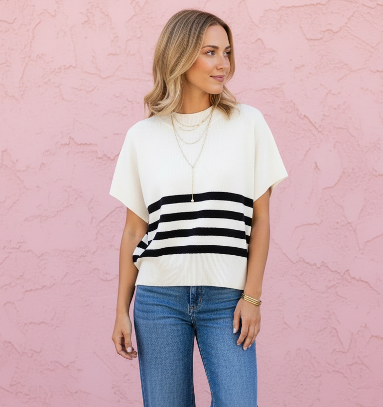 Paisley Oversized Short Sleeve Sweater