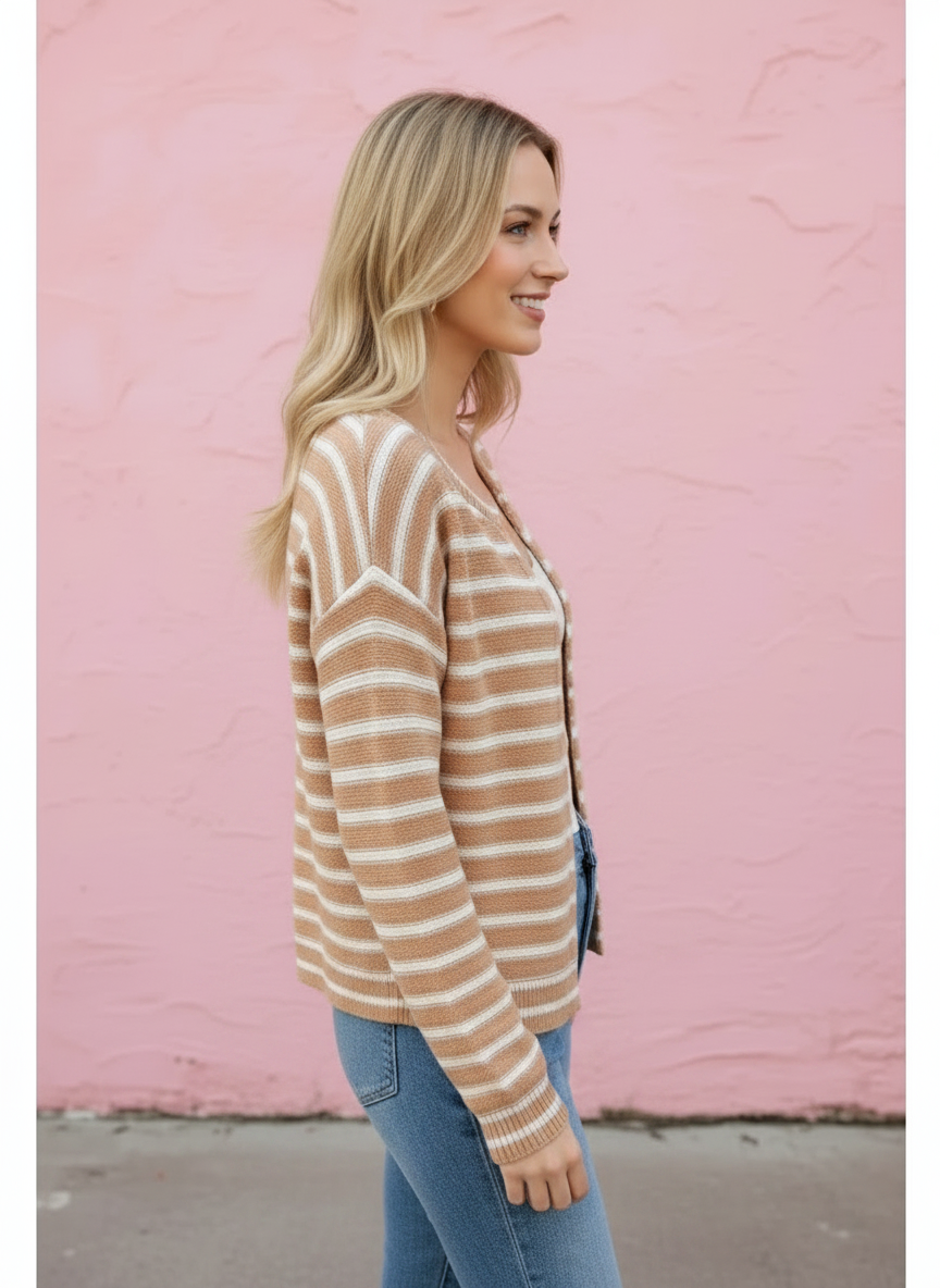 Reeve Stripe Ribbed Cardigan
