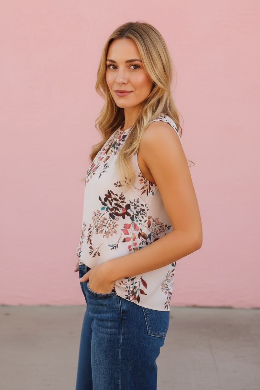 Adalyn Floral High-Neck Blouse