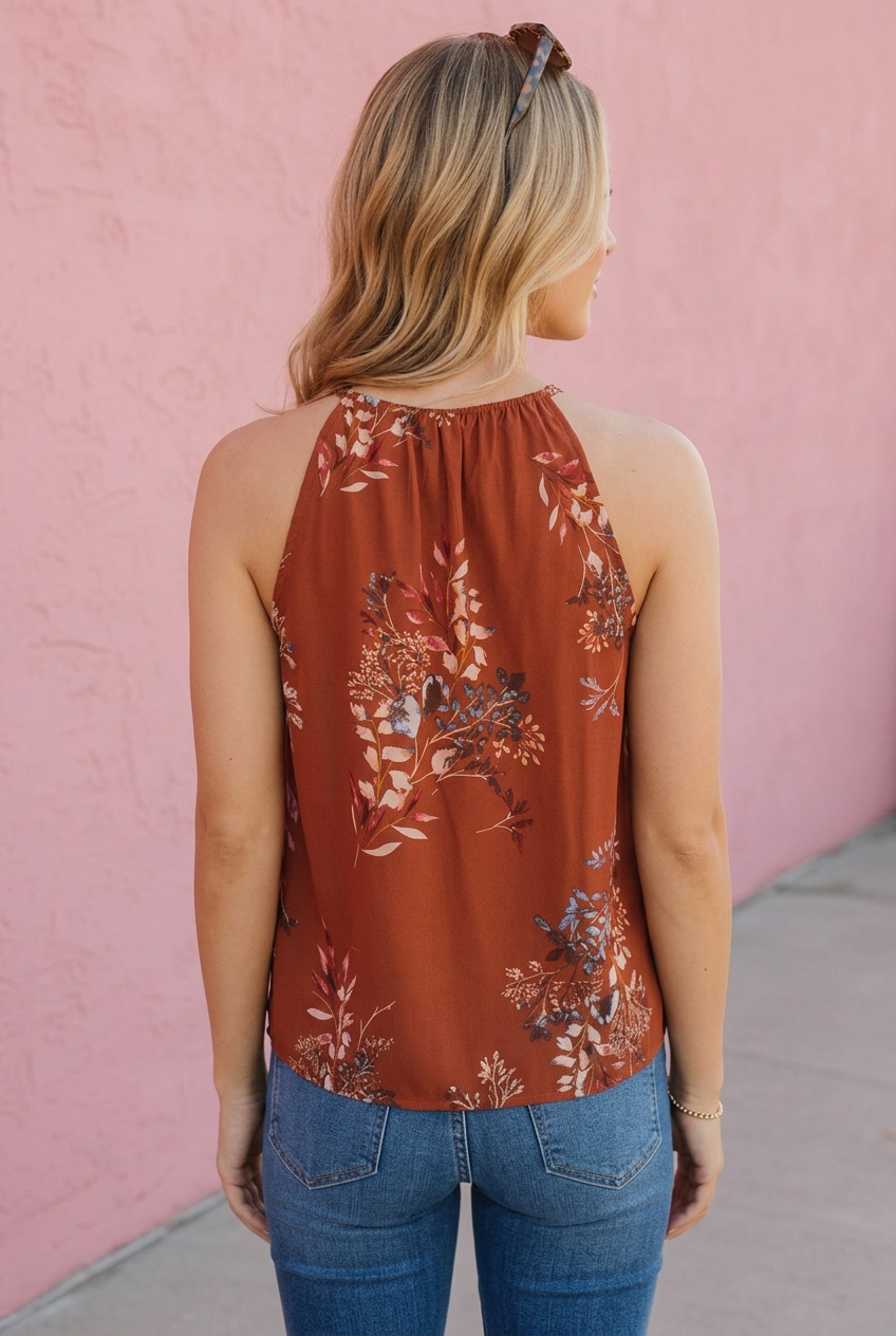 Adalyn Floral High-Neck Blouse