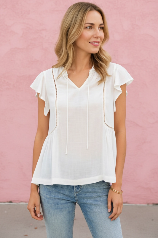 Coralie Tie-Front Ruffle Blouse