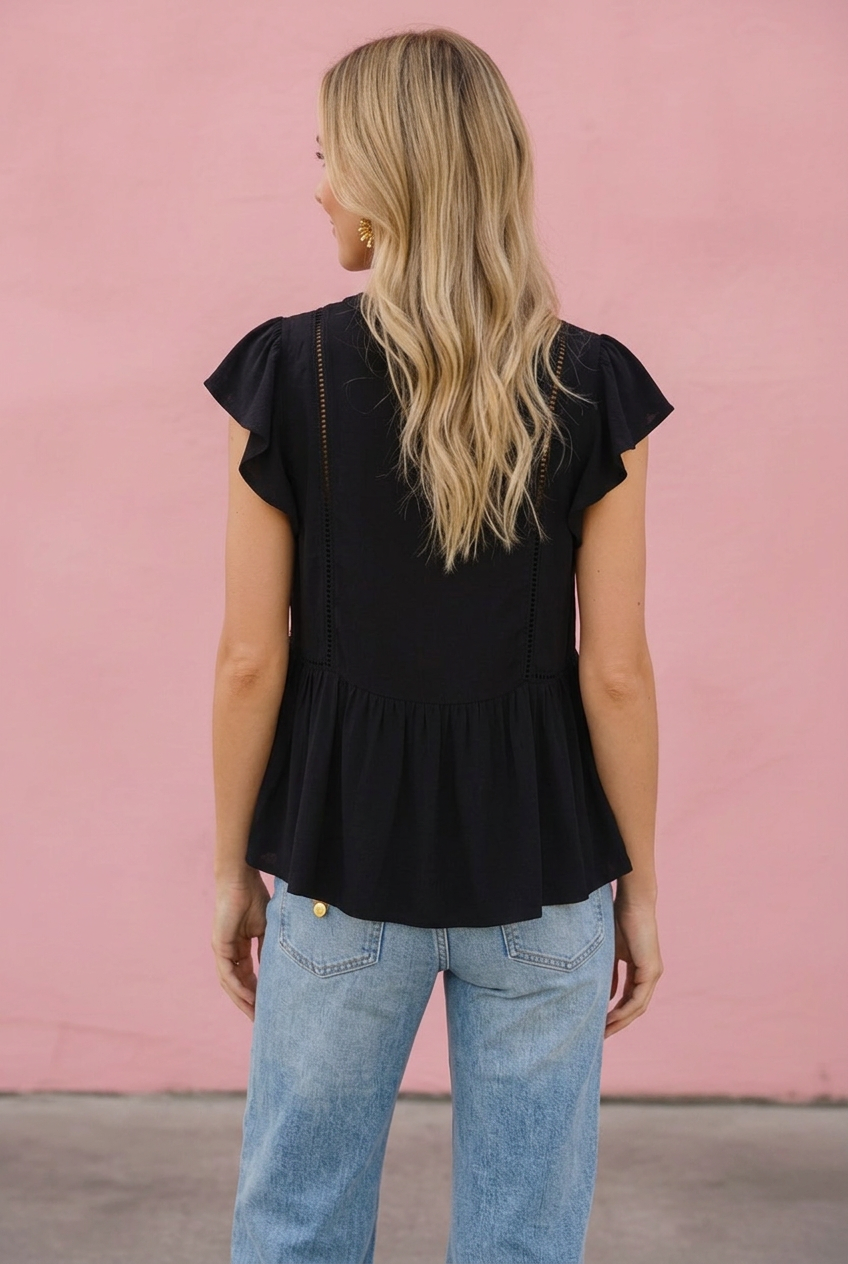 Coralie Tie-Front Ruffle Blouse