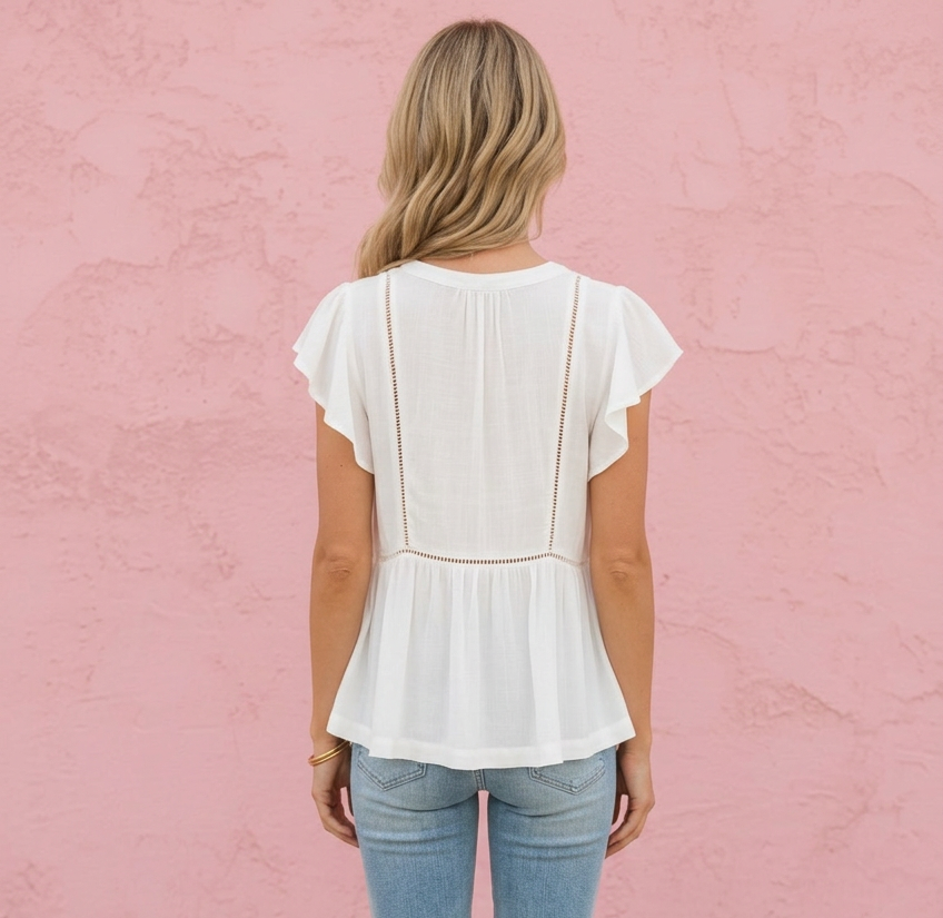 Coralie Tie-Front Ruffle Blouse