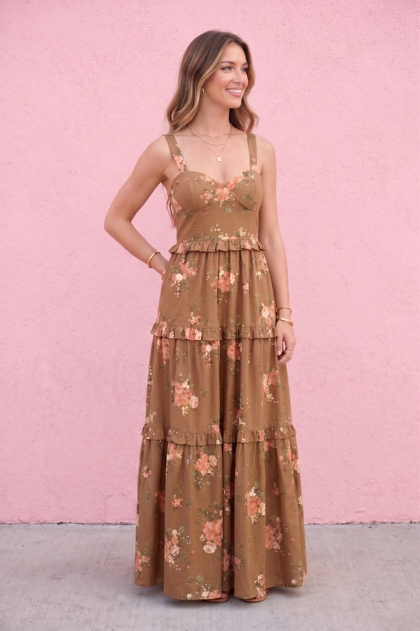 Palmer Corset Ruffle Midi Dress