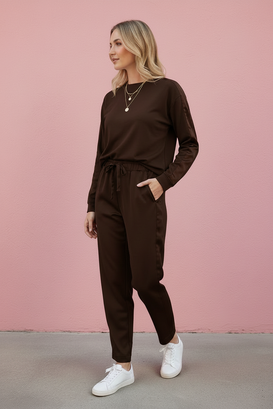 Una Satin Detail Straight Pant