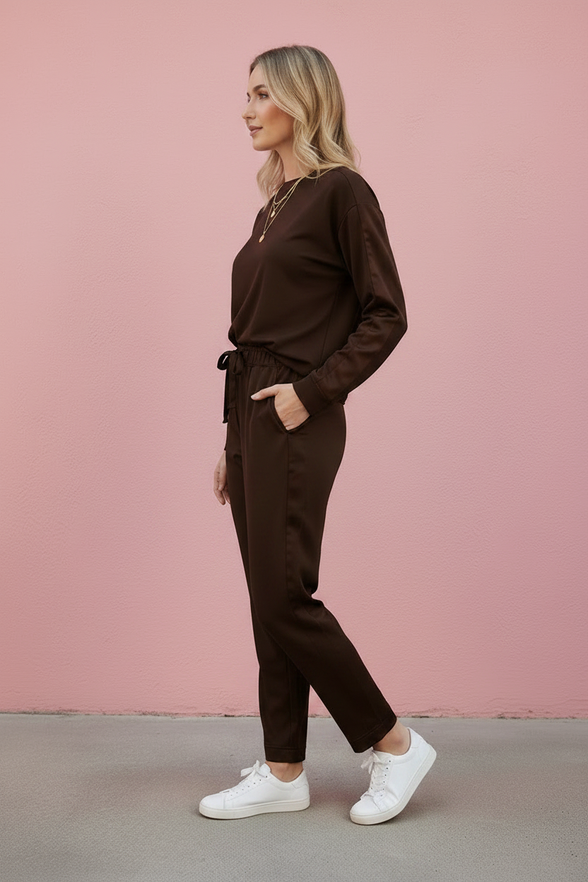 Una Satin Detail Straight Pant