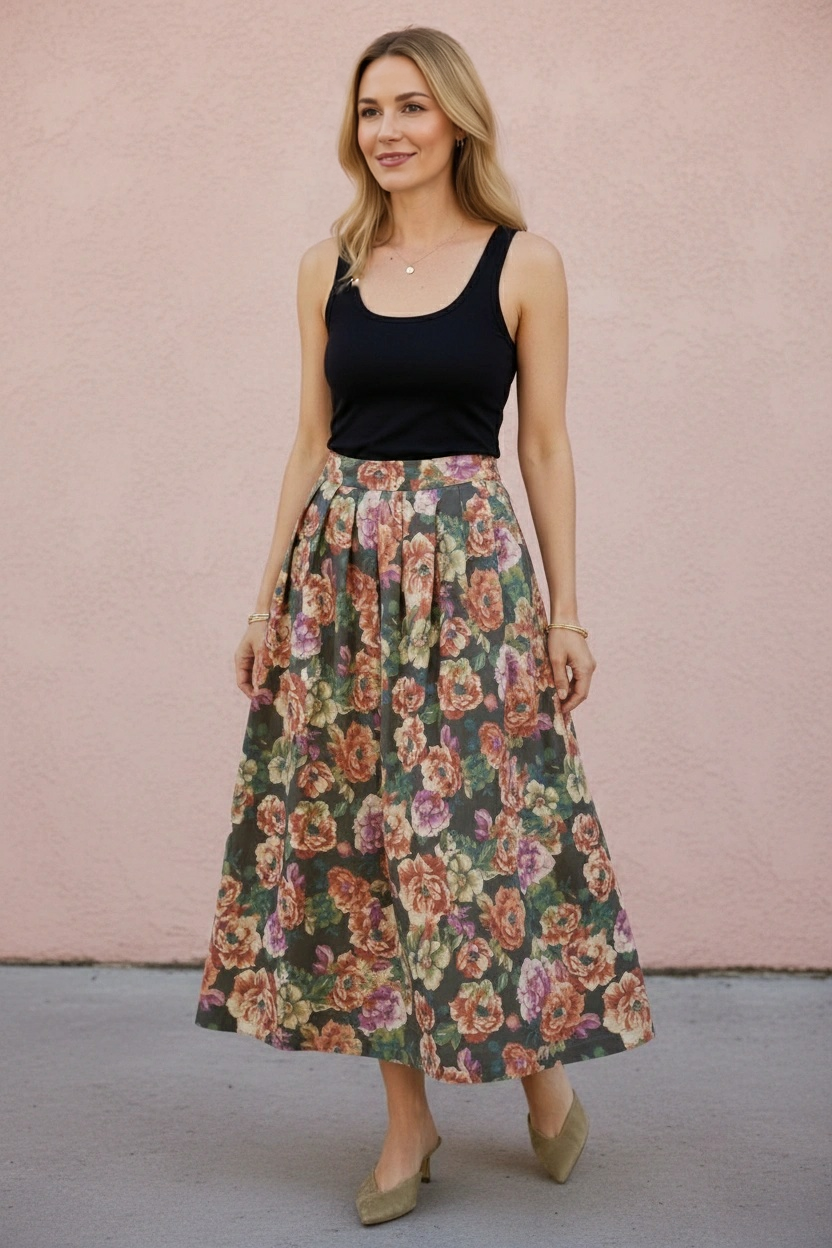 June Floral Midi Skirt