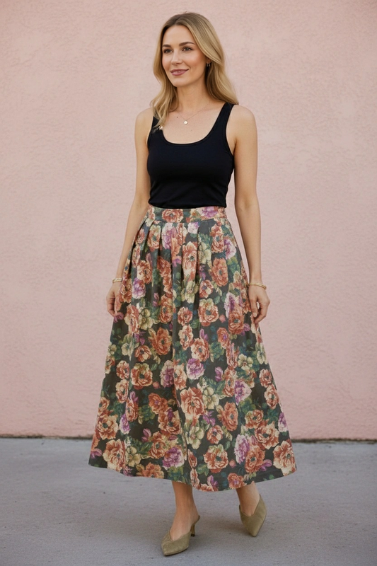 June Floral Midi Skirt