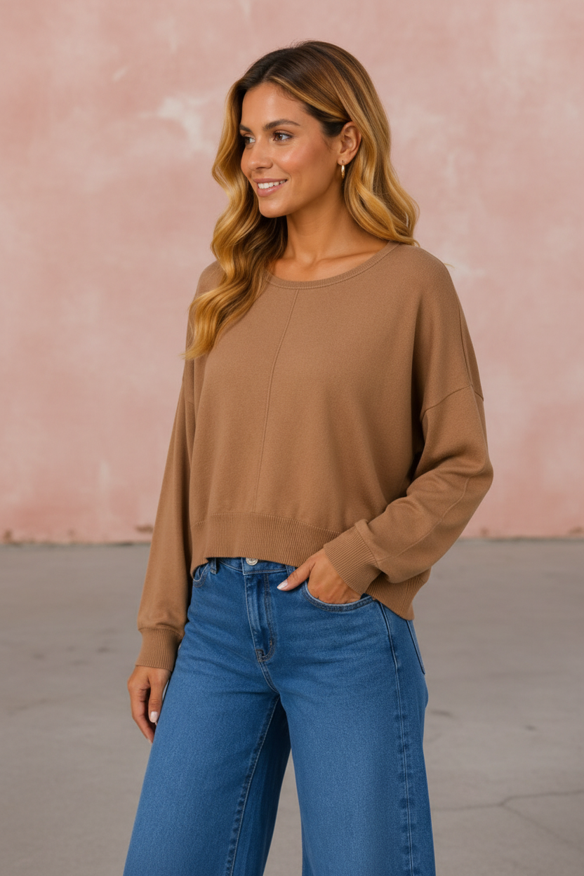 Georgette Round Neck Pullover
