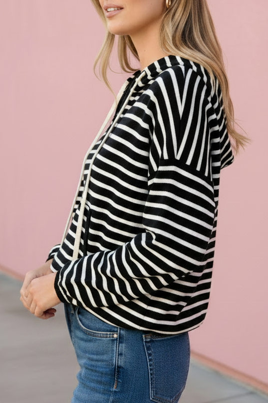 Josie Half-Zip Stripe Hoodie