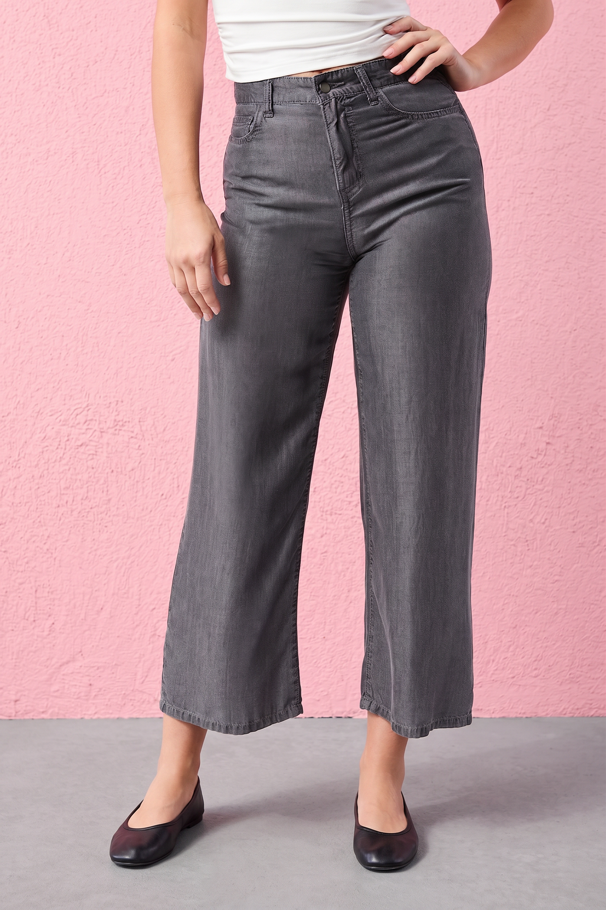 Marlee Wide Leg Tencel Pants in Ash — wide leg Tencel pants from Thread & Clover boutique
