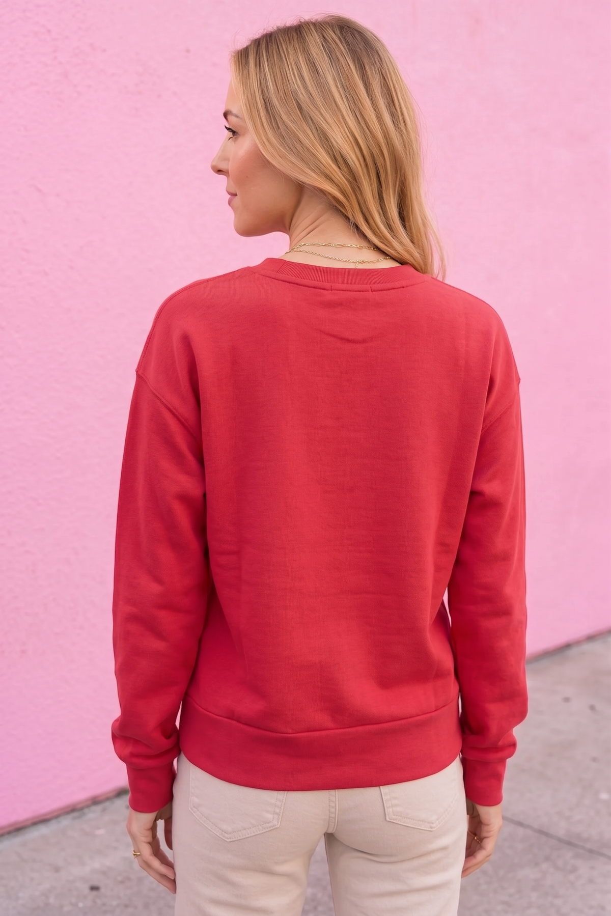 Sylvie Scuba Silky Sweatshirt in Dark Red — silky scuba knit sweatshirt from Thread & Clover boutique