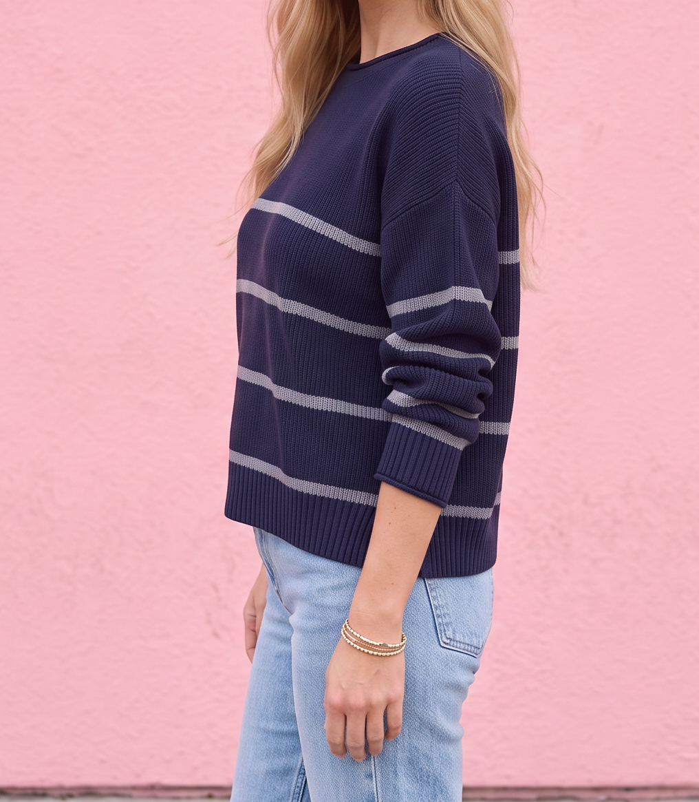 Elena Stripe Crew Sweater