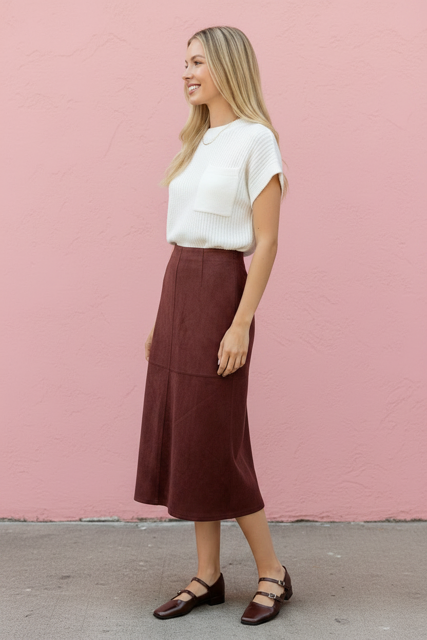 Clarissa A-Line Suede Skirt