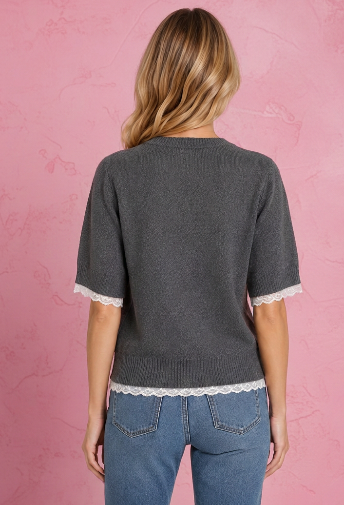 Halcyon Lace Trim Sweater