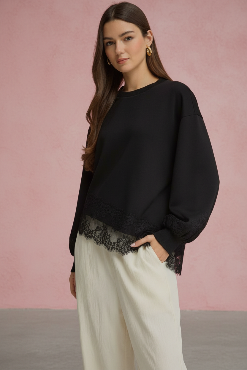 Lila Lace Detail Sweatshirt