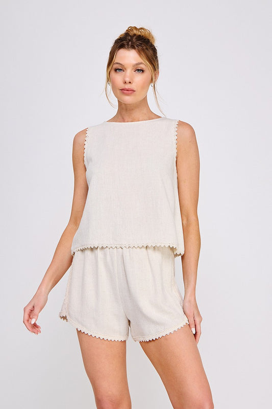 Sunbeam Crochet Trim Tank