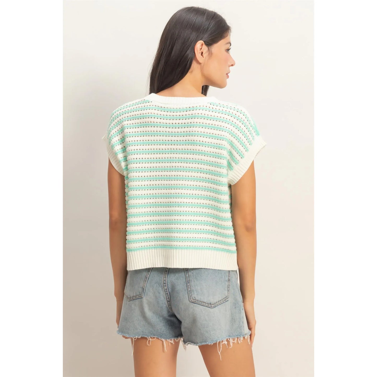 Sunny in Stripes Sweater full length — spring stripe knit from Thread & Clover boutique