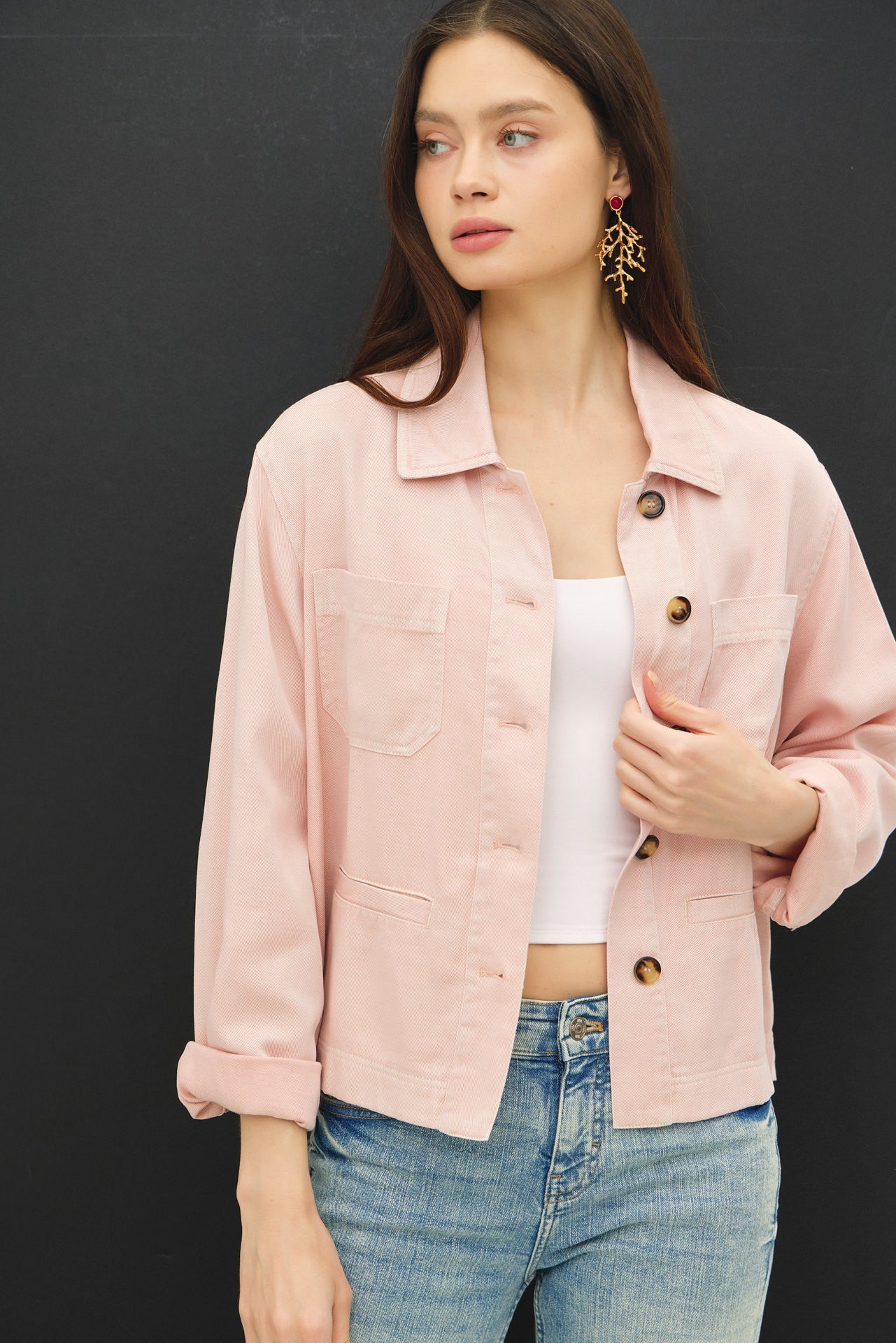 Washed Linen Crop Jacket