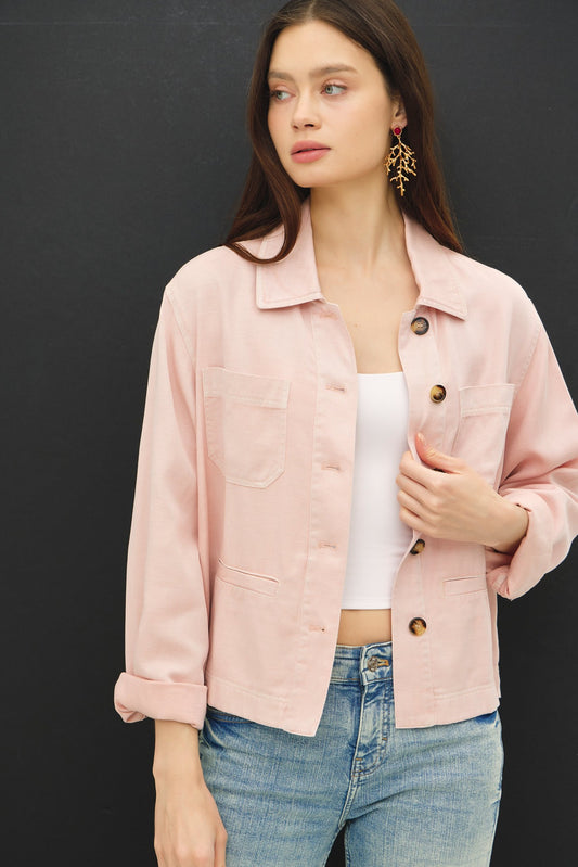 Washed Linen Crop Jacket